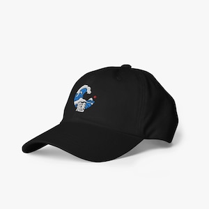 Adjustable techwear cap with Great Wave off Kanagawa embroidery