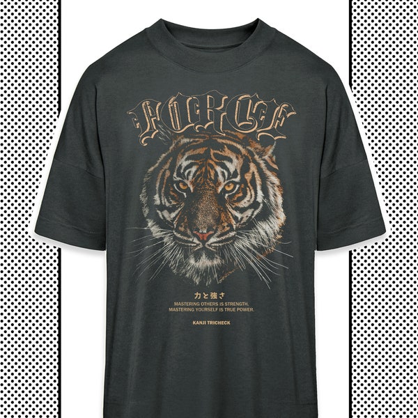 Force Vintage Japan Shirt - Oversized Tiger Print - Japanische Streetwear - Techwear & Grunge Style