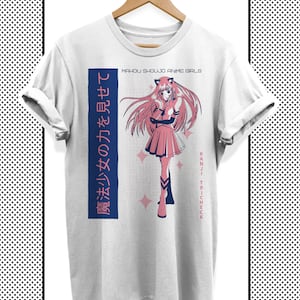 Vintage Anime Mädchen Merch T Shirt mit Retro Vaporwave Ästhetik für Herren und Frauen, Harajuku Kleidung im Japanischen Streetwear Stil