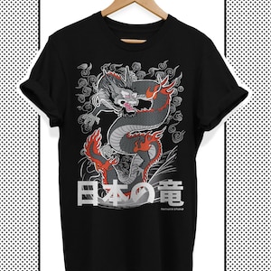 Japanese Vintage Graphic T-Shirt - Asian Dragon - Anime Streetwear Shirt - Harajuku Clothing