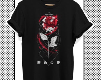 Unisex Goth T-Shirt, Scarlet Love, Rose, Aesthetic Clothing, Japan Streetwear, Techwear Tshirt, Grunge Clothing, Alternative Fashion