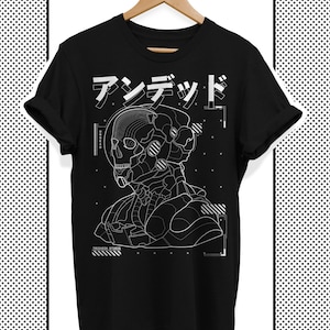 Unisex T-Shirt, Undead, Japanese Techwear Clothing with Futuristic Skull, Harajuku Gothic, Anime Shirt, Japan Streetwear, Darkwear