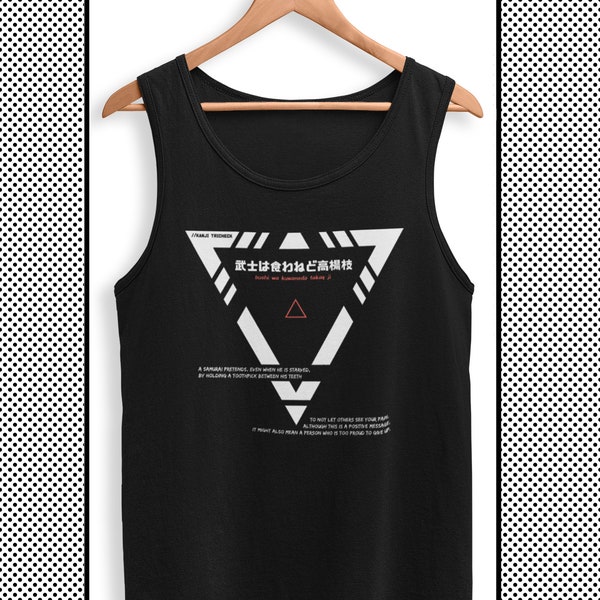 Herren Tanktop im Cyberpunk Techwear Stil und moderner Harajuku Streetwear Ästhetik für Japan Liebhaber, Japanisches Tank Top für den Sommer