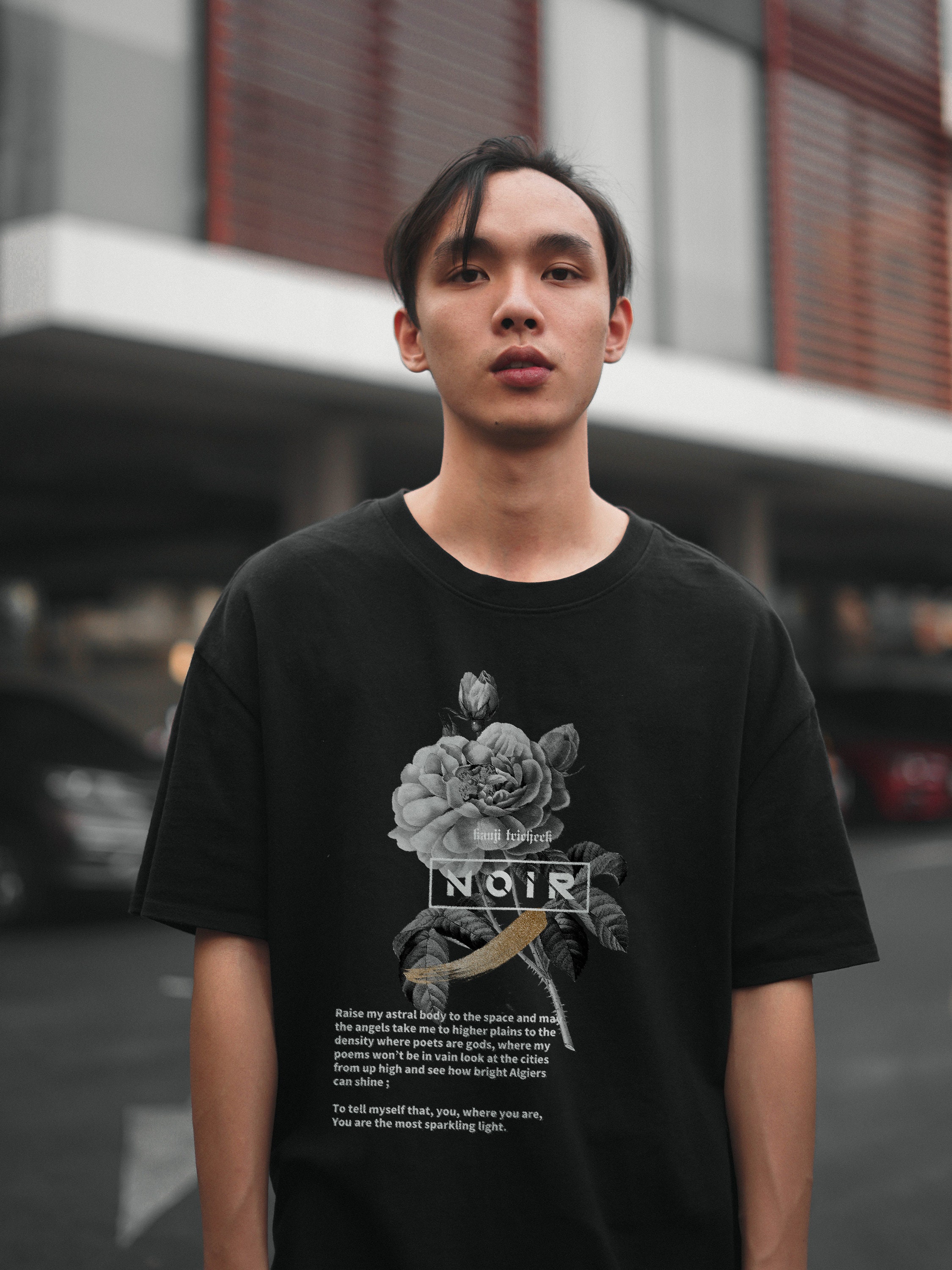 Unisex Oversized T-shirt - Noir Flower - Vintage Streetwear