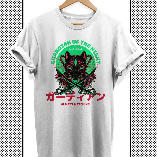 Kitsune Mask Japanese Fox Shirt, Anime Lover Gift for Girls, Anime Merch Tshirt with Animal, Art Print Shirt, Harajuku Clothing