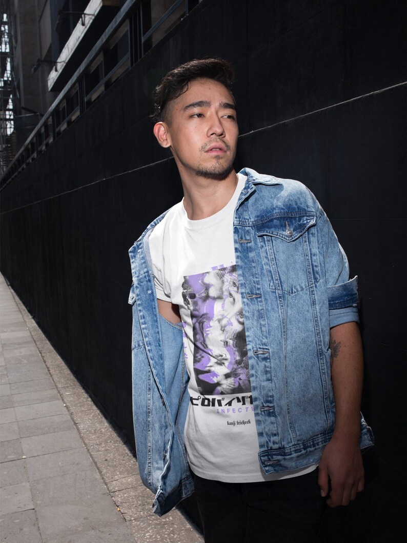 Unisex Techwear Grunge T-Shirt Infiziert, Grunge Streetwear Shirt, Japanische Techwear Kleidung, Harajuku Gothic, Totenkopf Grafik Tshirt zdjęcie 3