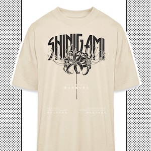 T-shirt oversize in stile vintage in beige - Giglio ragno Shinigami