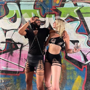 Rave Hood Top Hooded t shirt Rave outfit Slit weave Pixie clothing Pole dance wear Festival top Burning man