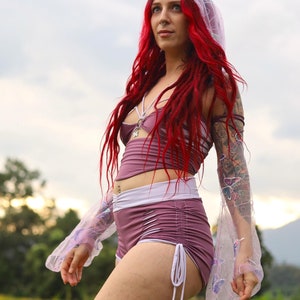 Rave Set Slit Weave Braided clothing Festival set Aerial costume Wook clothing Flow clothes Pole dance wear