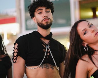 Rave Hooded Crop Top - Slit Weave Festival Clothing