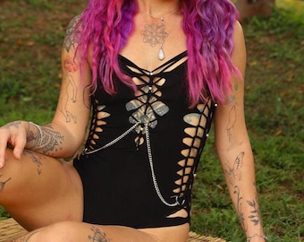 Braided Bodysuit Rave outfit Festival outfit Rave bodysuit Slit weave