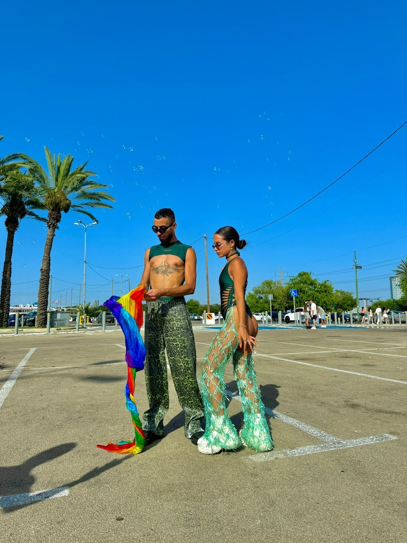 Ligas para rave, chaparreras desmontables sin trasero, chaparreras de vaquera, atuendo de festival imagen 9