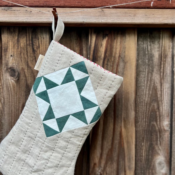 Stocking - Handmade, Naturally Dyed: ‘Pointed Evergreen Star’