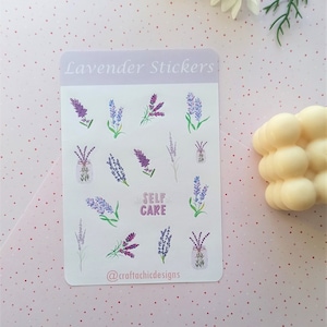 Lavender Sticker Sheet / Floral Bullet Journal Stickers / Cute Purple Lavender Sticker Sheets / Flower Themed Stickers