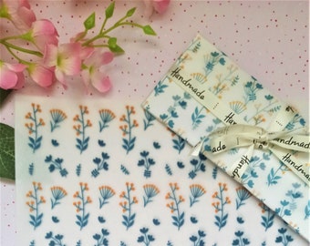 Blue Floral Pattern Tissue Wrapping Paper / Gift Tissue Paper / Floral Wrapping Tissue Paper / Packaging Supplies