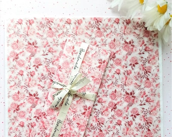 Pink Roses Tissue Wrapping Paper / Gift Tissue Paper / Floral Wrapping Tissue Paper / Business Packaging Supplies