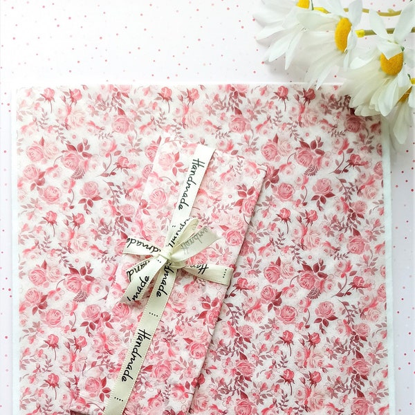 Pink Roses Tissue Wrapping Paper / Gift Tissue Paper / Floral Wrapping Tissue Paper / Business Packaging Supplies