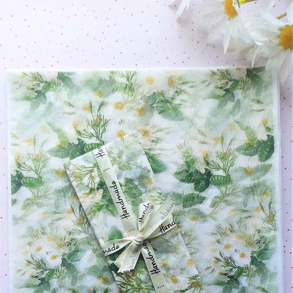 Floral Tissue Wrapping Paper / Gift Tissue Paper / White Roses Wrapping Tissue Paper / Packaging Supplies