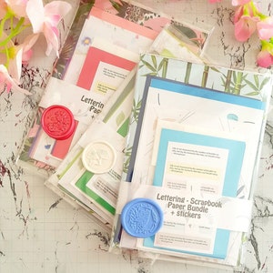 Scrapbooking Bundle / Lettering Mini Journaling Paper Pack / Stickers and Patterned Paper Bundle