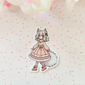 Leuke sticker Cottagecore Wolf Girl - grillig ontwerp in anime-stijl - waterdichte stickers