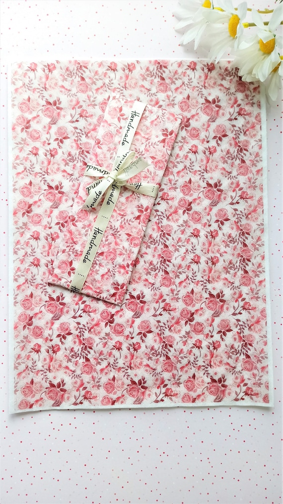 Pink Roses Tissue Wrapping Paper / Gift Tissue Paper / Floral Etsy