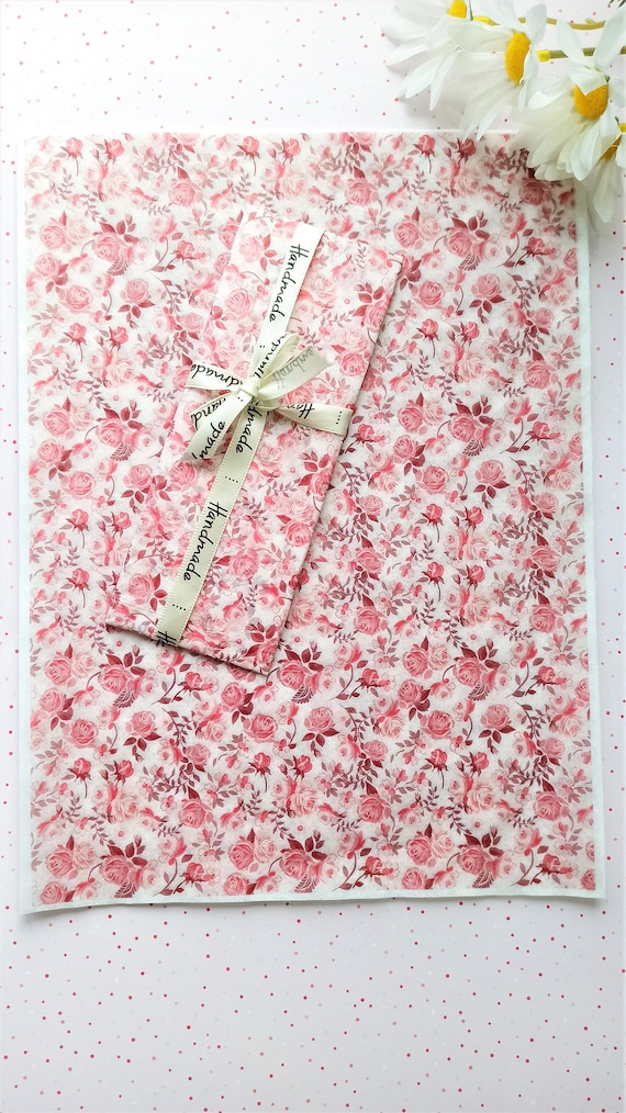 Pink Roses Tissue Wrapping Paper / Gift Tissue Paper / Floral Wrapping  Tissue Paper / Business Packaging Supplies 