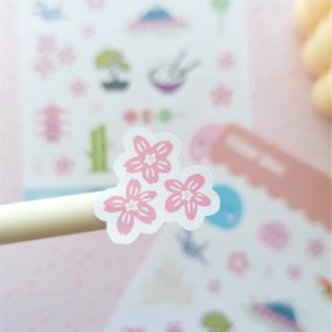 Folha de adesivos de primavera japonesa / adesivos de papel em flor de cerejeira / adesivos Bujo ilustrados