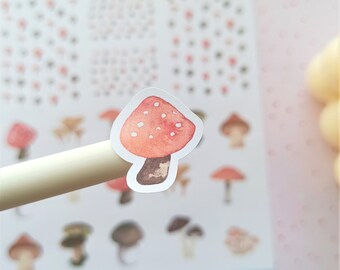 Mushroom Sticker Sheet / Cottagecore Paper Stickers / Illustrated Bujo Stickers