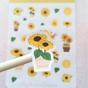 Sunflower Sticker Sheet: Floral Journal Stickers