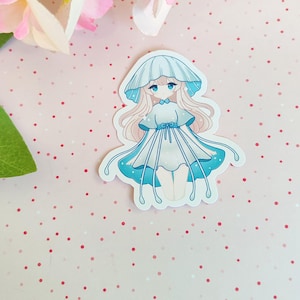Cute Anime Girl Jellyfish Sticker - Kawaii Waterproof Sticker for Laptops, Water Bottles, & More