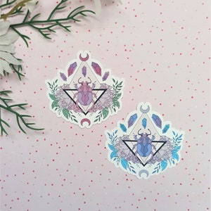 Vinylstickers bloemen kever insect / sticker kleurrijke scarabee / stickers geometrische kever bloemen in 2 varianten / geïllustreerde stickers