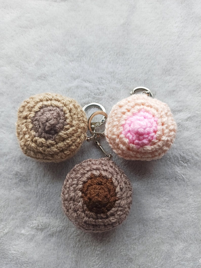Breast Keychain / Crocheted Keychain / Boob / Boobie Keychain Etsy