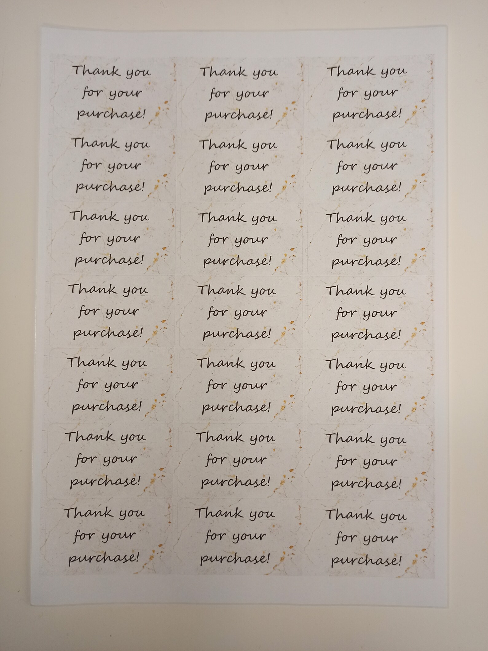 Thank you Marble Design Paper Stickers 1 sheet 21 labels ...