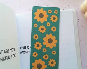 Sunflower Glossy Bookmarks / Floral Laminated Bookmarks / Book Lover / Handmade Bookmarks