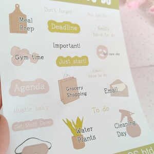 Hoja de pegatinas de productividad de Bullet Journal / Lindas pegatinas de papel PARA HACER / Pegatinas de Bujo ilustradas