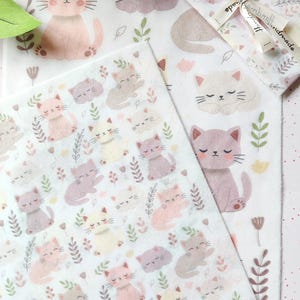 Carta velina con gattino pastello / Carta velina da regalo / Carta velina da regalo kawaii / Materiali per imballaggio
