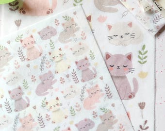 Carta velina per regali con gattini pastello, forniture per imballaggio kawaii