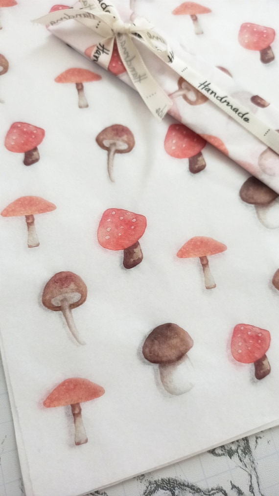 Watercolor Mushroom Tissue Wrapping Paper / Vintage Gift Tissue Paper  /cottagecore Wrapping Tissue Paper / Business Packaging Supplies 