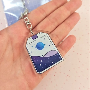 Galaxy Teabag Keychain / Space Drink Keychain / Cute Acrylic Keychains / Galaxy Celestial