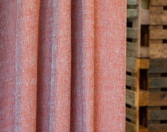 Linen Curtain Panel Pair: Art Deco Style Drapery