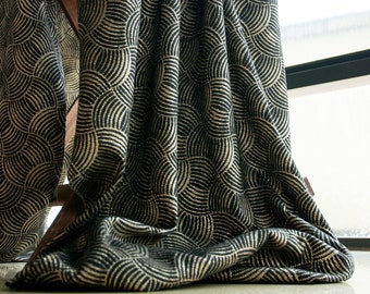 Art Deco Cotton Drapery Curtain Panel - Extra Long Curtains