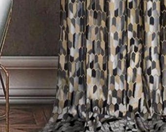 Cortinas geométricas art déco: tela turca de lujo, longitud personalizada