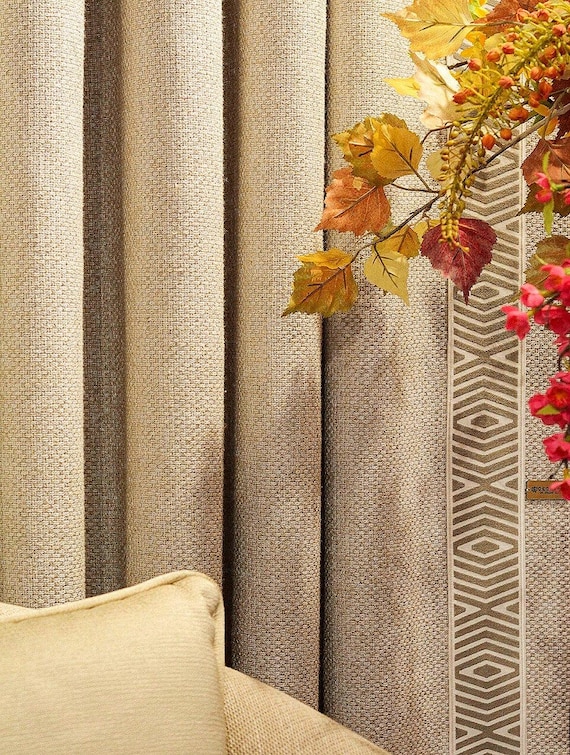 Cotton Geometric Curtains: Art Deco Style Drapery Panel
