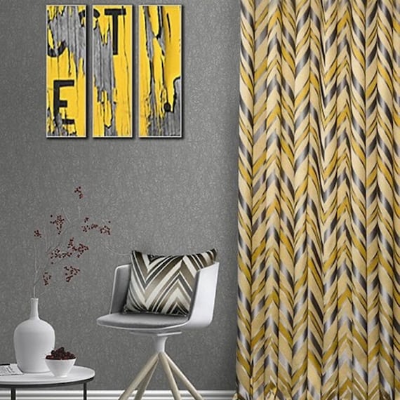 Geometric Art Deco Drapery Curtains: Modern Extra Long Panels