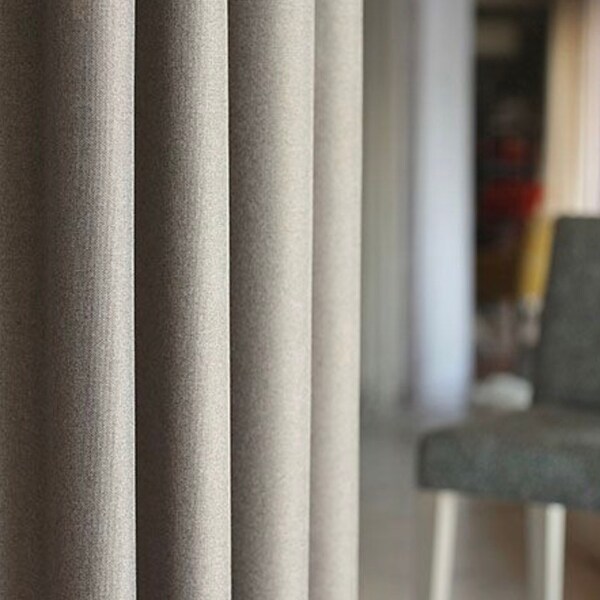 Linen Dimout Curtain with Solid Colors , Black out Linen Look Drapes , Thermal and Soundproof Fabric Panels,Bedroom Curtains