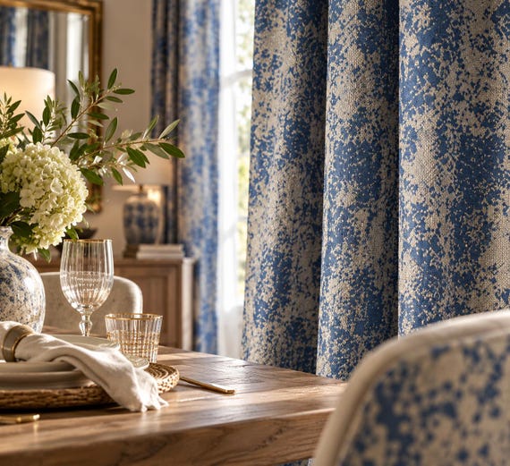 Art Deco Jacquard Drapery Curtains: Extra Long Panel Pair