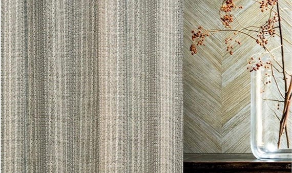 Art Deco Linen Drapery Curtains: Extra Long Modern Panels