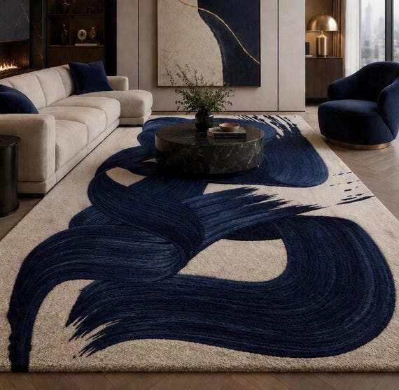 Hand Tufted Abstract Geometric Rug Living Room Rug