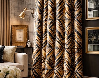 Cortinas Art Déco geométricas: par de paneles modernos