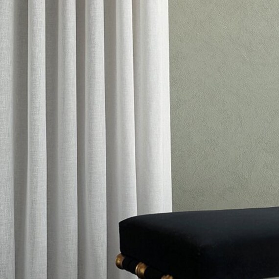 Linen Look Sheer Curtains: Rod Pocket Voile Drapery